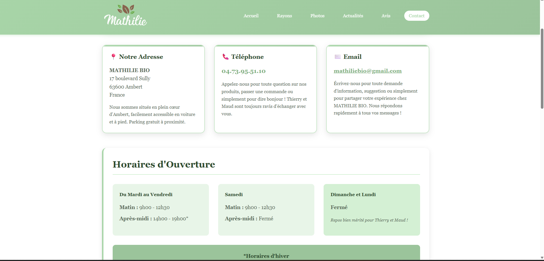 Site Web https://www.mathilie-bio.fr/